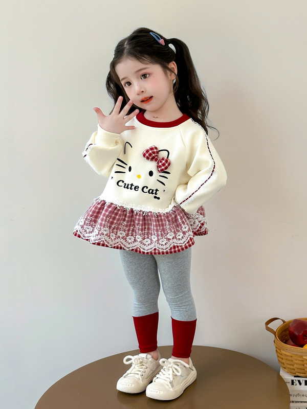 女童秋季套装2025新款洋气时髦女宝宝超好看猫咪两件套儿童秋装|undefined