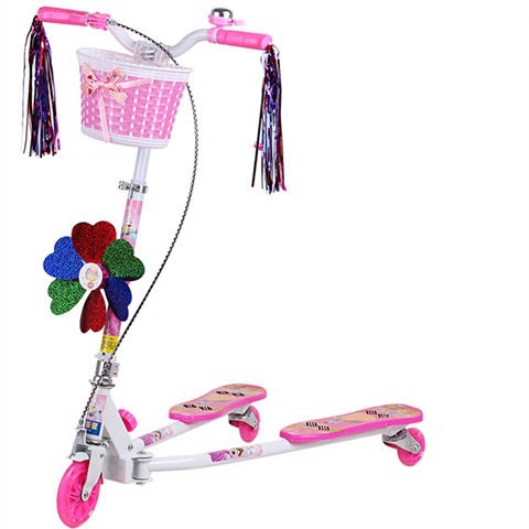 Children's Scooter Three-Wheel Flash Frog-Style Scissors Car for Boys and Girls with Two Feet Twisting and Swinging Pedals