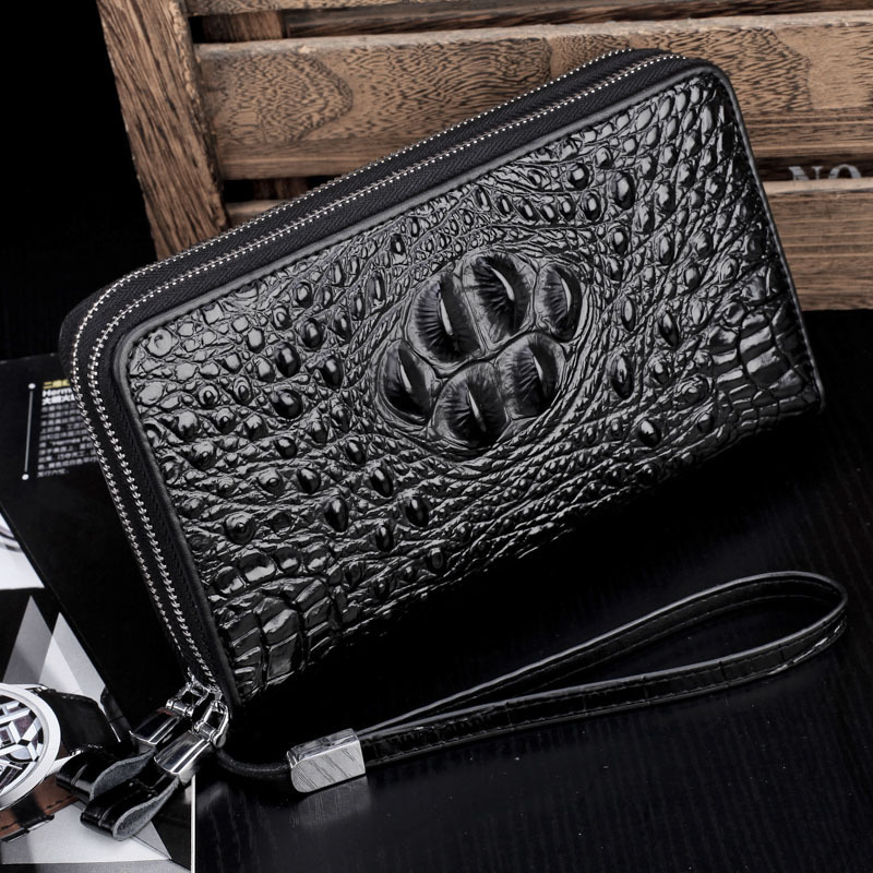 Men's Clutch Bag With Crocodile Pattern Business Casual Cowhide Leather Handbag Drop Shipping Available From Wildman Tribe_voghion.com