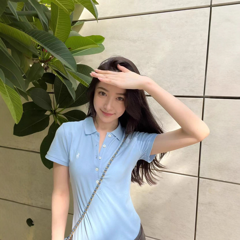 Rl Ralph Lauren Classic Pony Logo Five-Button Polo Shirt Casual Versatile Loose Short-Sleeved T-Shirt Women's Top