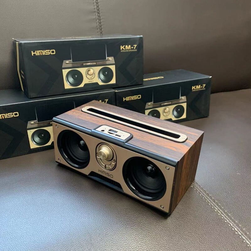 新型KM-7レトロ木製無線bluetoothスピーカー携帯型屋外ラジオカードbluetoothオーディオ|undefined