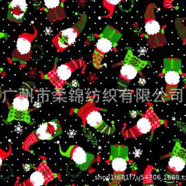思蜜丝ribbon圣诞节diy黑红白雪花麋鹿印花布料批发跨境热卖 面料