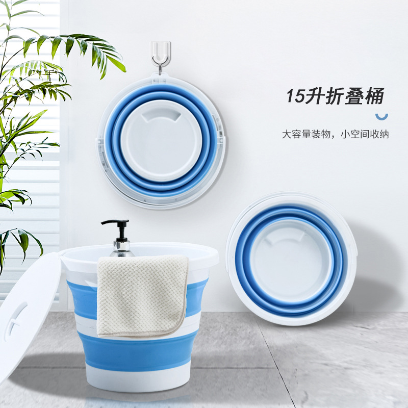 Folding Silicone Bucket Plastic Car Car Washing Bucket Household Portable Art Washing Pen Outdoor Fishing Folding Bucket