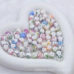 Blue and white porcelain hand-painted ceramic beads high temperature firing hand-woven necklace bracelet DIY loose beads jewelry accessories