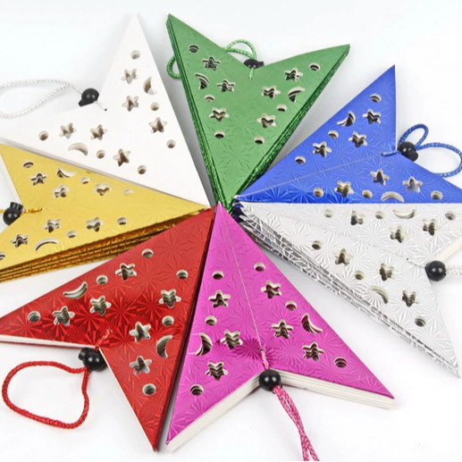 Laser‑cut hollow pentagram hanging star decoration, metallic colors, sizes 30–120 cm