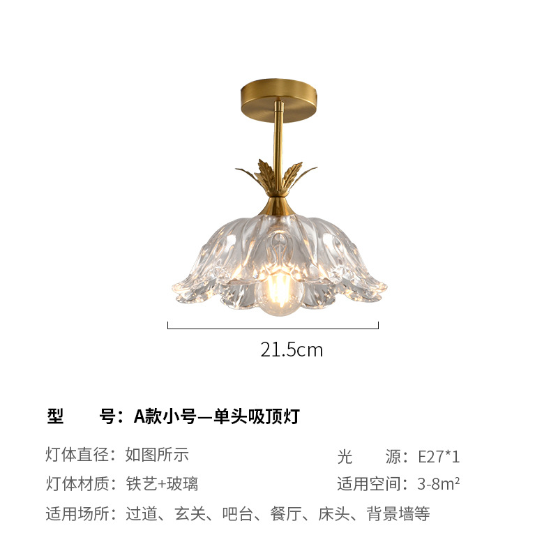 Retro estilo francés latón cristal pequeño candelier dormitorio pastoral cabezal de cama bar comedor pasillo lámpara de entrada