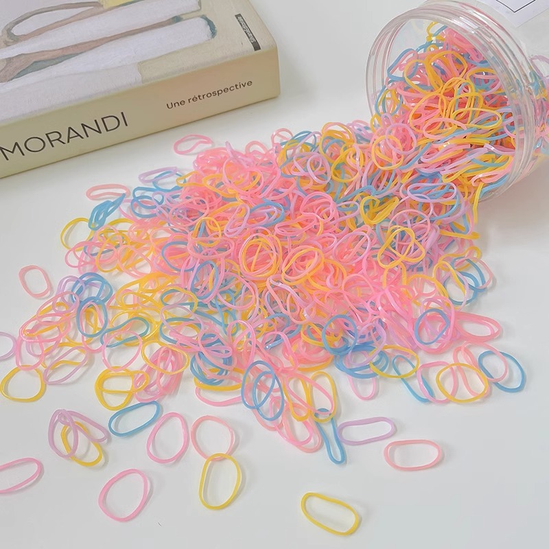 Banda de goma desechable para el cabello no lastimado Anillo de goma para trenza de niña Banda de goma Color Valor de alta cuerda elástica para el cabello Tocado