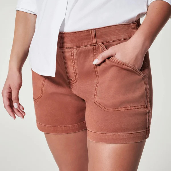New Fashionable Versatile Women's Elastic Twill Shorts with Large Pockets, Solid Color Casual Shorts for Women New Fashionable Versatile Women's Elastic Twill Shorts with Large Pockets, Solid Color Casual Shorts for Women