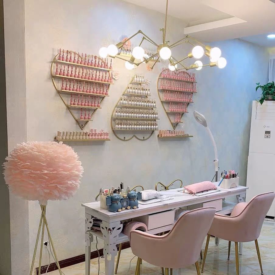 ins美甲架子壁挂心形展示架网红指甲油展柜墙上置物架美甲垒德株