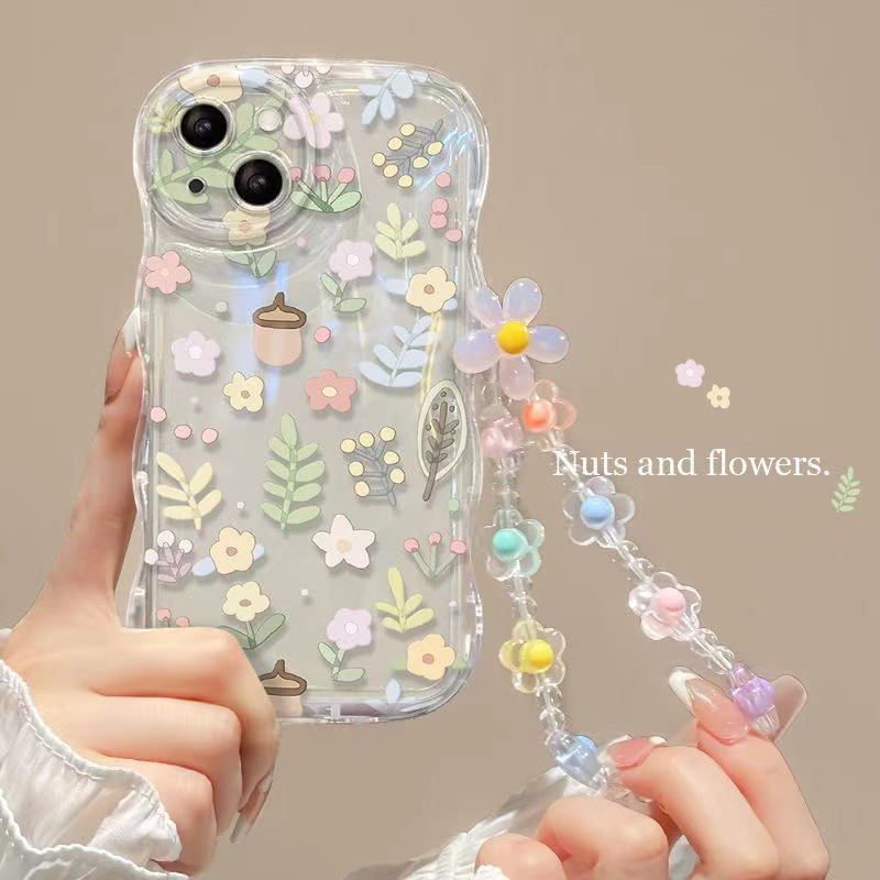 Fresh Small Floral Pattern Suitable for 15Pro Girl 16Promax Apple Phone Case Iphone17 Transparent 14Pro13