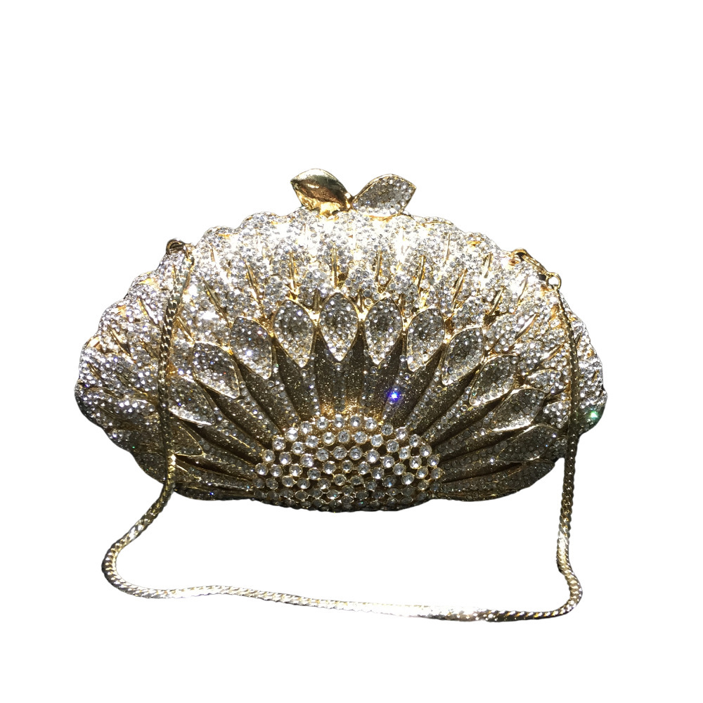 BL089 AliExpress bolsas de diamante de agua de cristal de metal no vacío bolsas de cena de diamantes bolsas de damas bolsas de mano de aleación de oro blanco