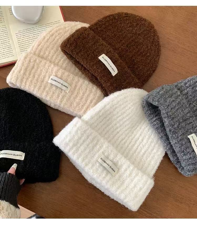 Style Autumn Winter Warm Face Slimming Cold-proof Knitted For Women Korean Patch Soft Pullover Cold Hat_voghion.com