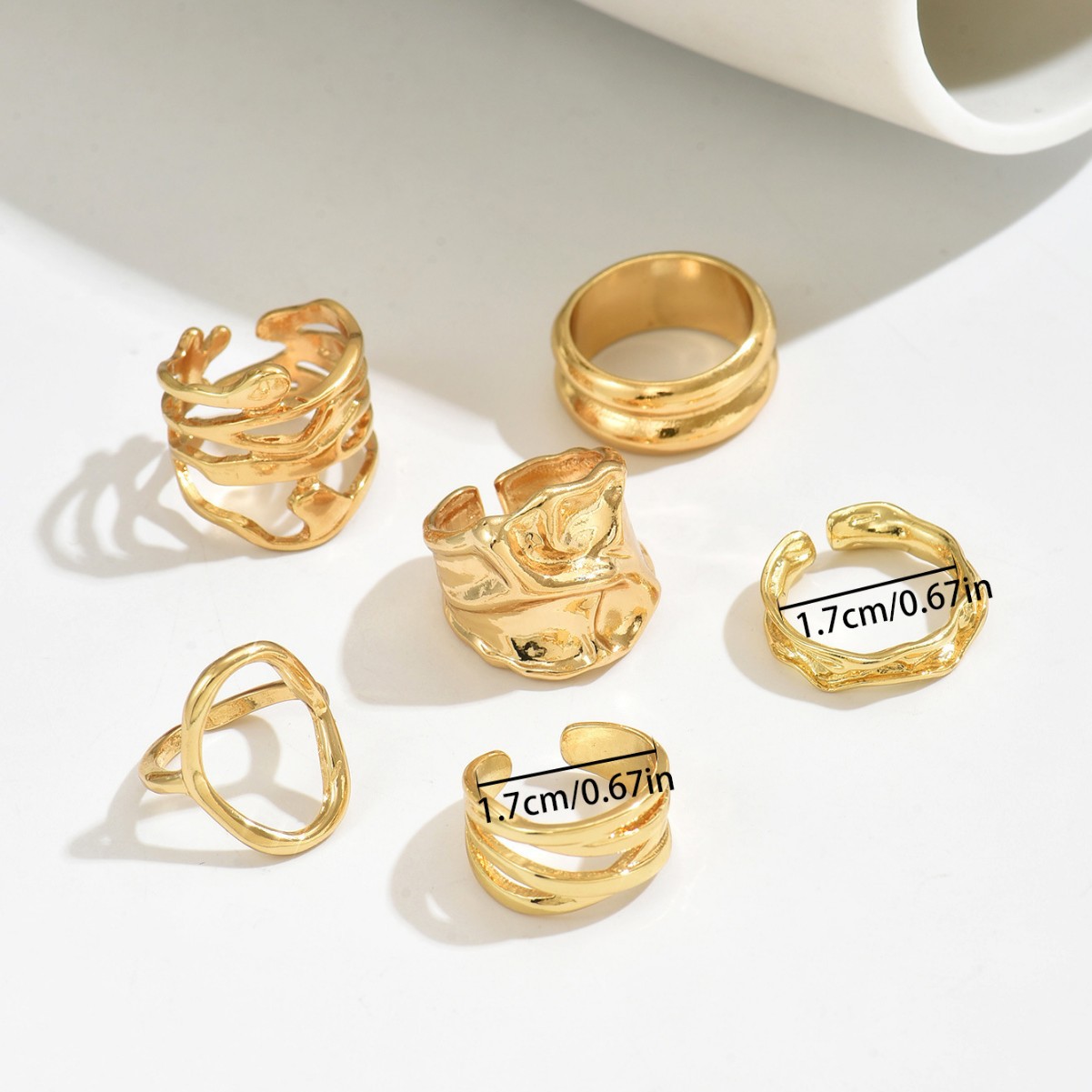 Hochwertiges geometrisches Ring-Set für Damen von Niche: Vielseitige, unregelmäßig gestaltete offene Ringe im europäischen und amerikanischen Stil – das perfekte Geschenk für Ihre Freundin_voghion.com