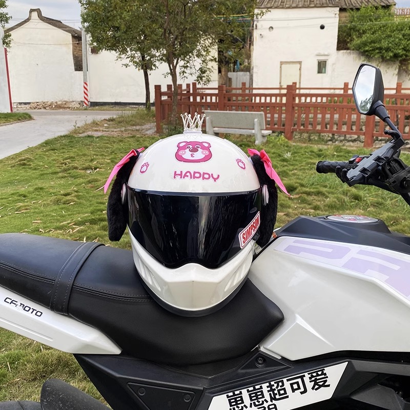 Helmet Accessory Motorcycle Electric Car Universal Velcro Pink Bowknot Decor