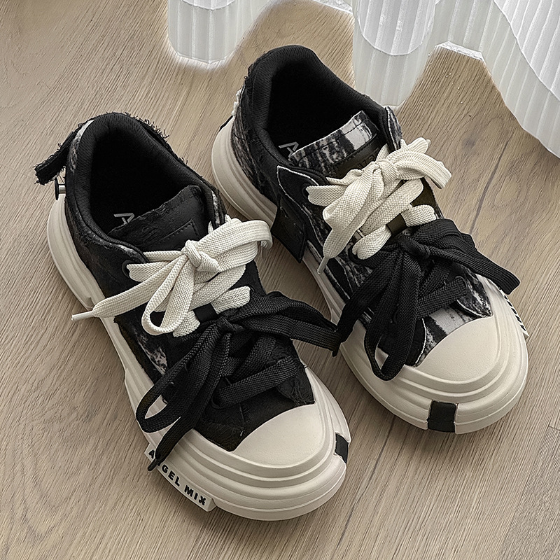 Reef Canvas Shoes 7cm Invisible Height-Increasing Shoes for Men and Women, Couple Style, Retro Thick-Soled Niche Casual Sneakers, Trendy Shoes