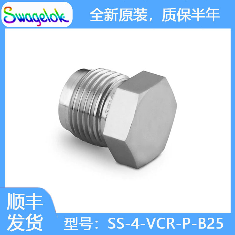 世伟洛克(SS-4-VCR-P-B25)316 不锈钢VCR面密封接头,1/4 in. 堵塞