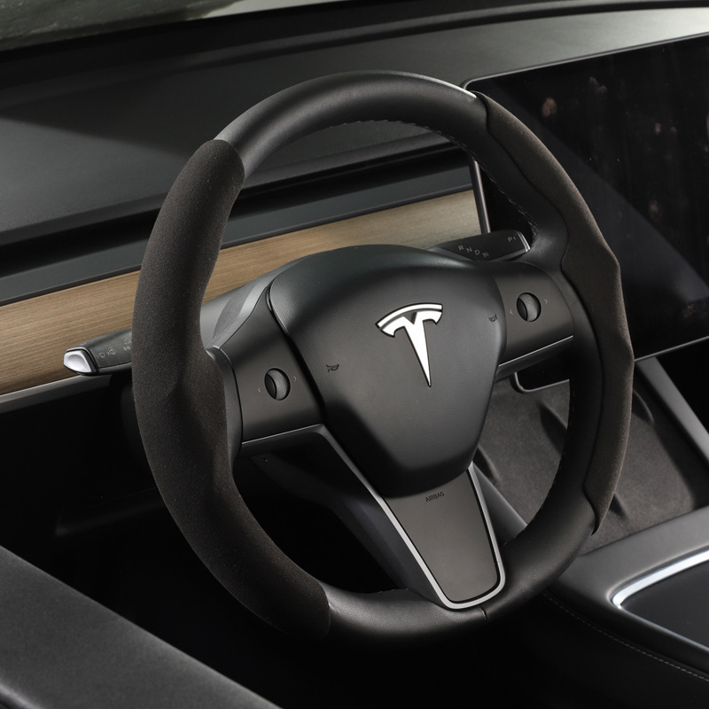 Tesla Steering Wheel Cover - Red Carbon Fiber