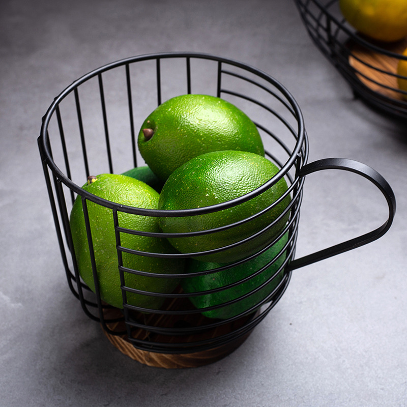 Nórdico plato de fruta creativo transfronterizo sala de estar gancho multicapa plato de fruta de madera de hierro simple plato de fruta de almacenamiento cesta de plátano
