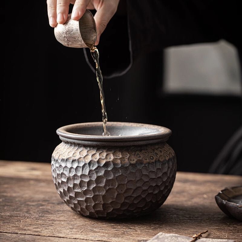 セラミック茶粕タンク、茶洗い、建水フィルター付き家庭用廃水タンク、大型卓上ゴミ箱、お茶入れ、孟茶タンク|undefined