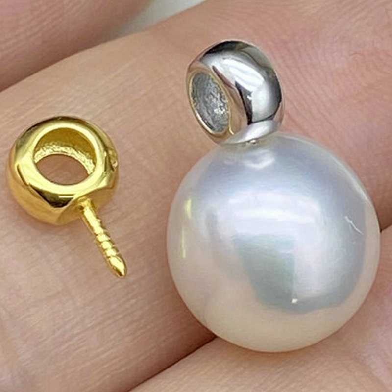 s925银珍珠吊坠空托纯银蜜蜡项坠通体银圆管坠子简约吊头百搭