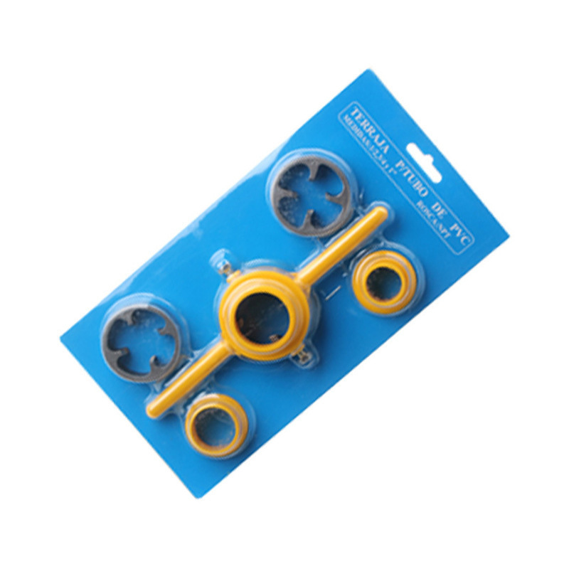 6 Piezas de PVC/NPT Plástico60 ° Juego de machos y terrajas para roscado de tubos cónicos, juego completo de machos y terrajas manuales