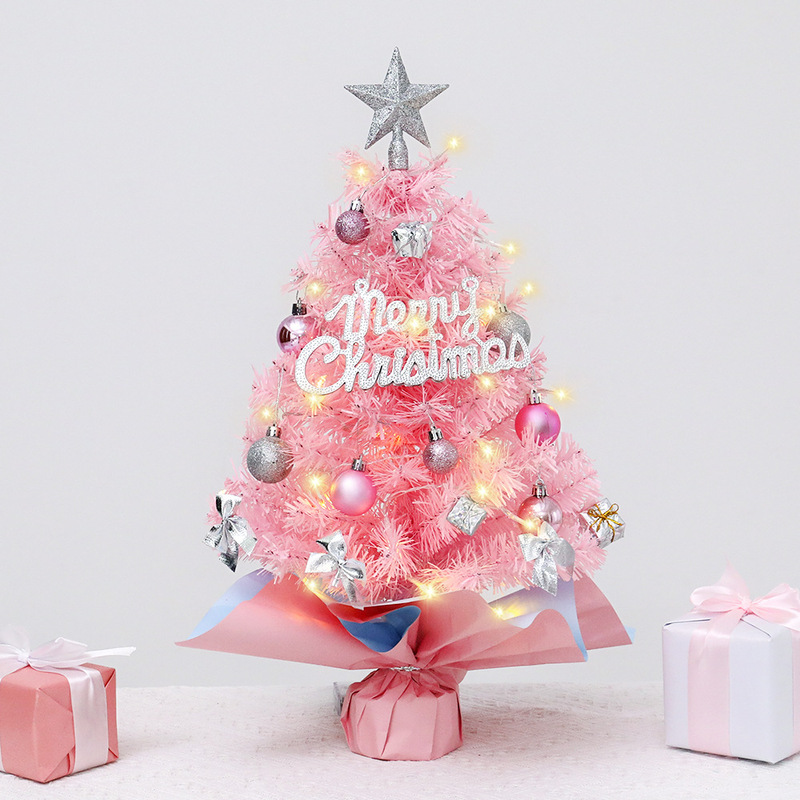 New Mini Christmas Tree Package Cross-Border Best-Selling 45Cm/60Cm Pink Desktop Ornaments Christmas Decorations