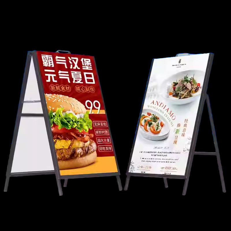 Estante de cartel de hierro portátil Reclutamiento al aire libre Cartelera de exhibición de tablero de kt promocional Soporte de piso vertical