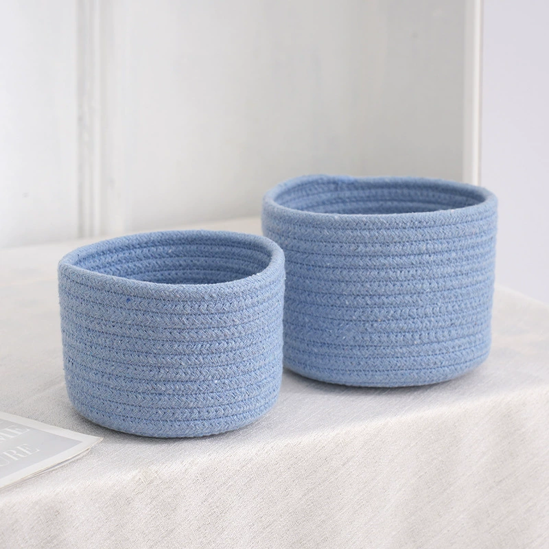 Корзина для хранения, плетёный handmade органайзер для стола, диаметры 9 см и 11 см, разноцветная