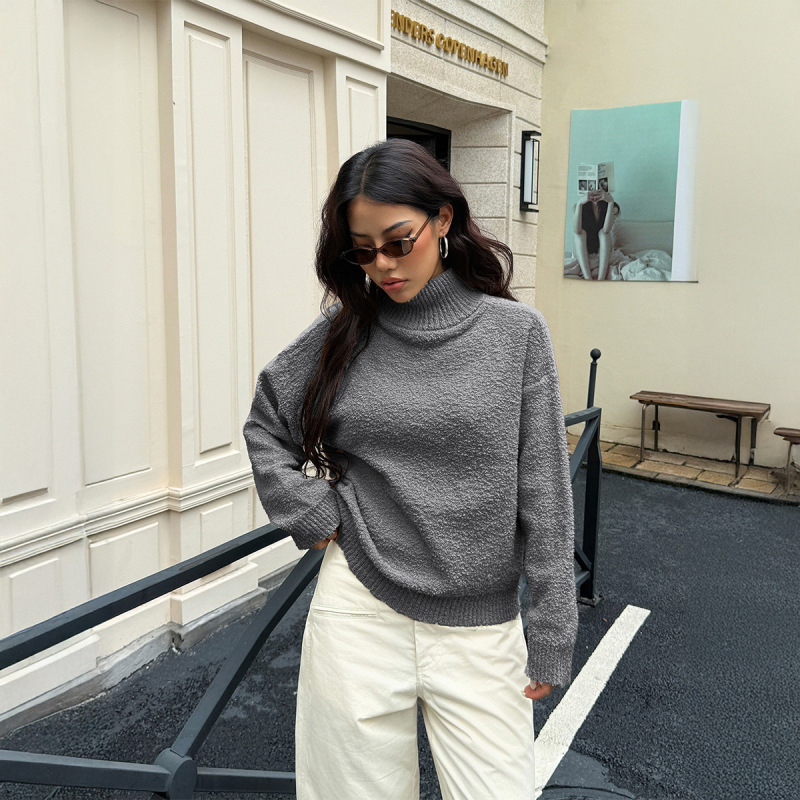 跨境 欧美Y2K辣妹毛织高领长袖毛衣女装2025秋冬亚马逊外贸独立站|undefined