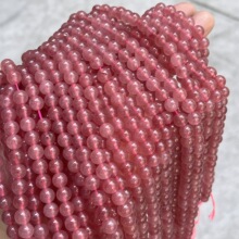 草莓晶浅色diy圆珠子散珠子手工串珠优化天然石饰品配件工厂直销