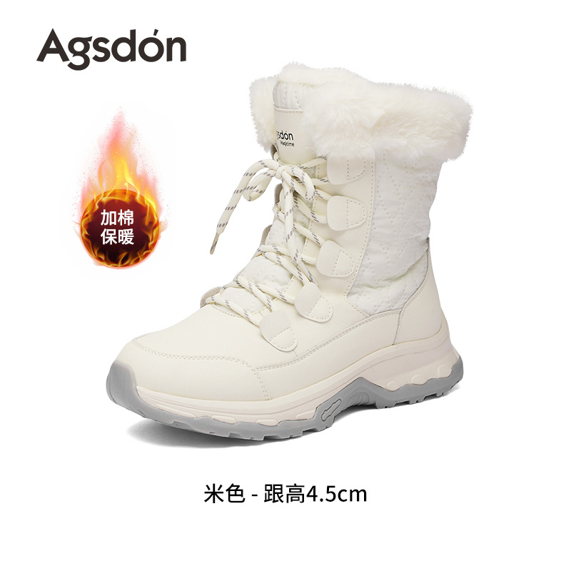 Botas de nieve al aire libre de Augu Shi Deng 2025 nuevas botas de invierno gruesas con camisa gruesa botas casuales blancas Martin