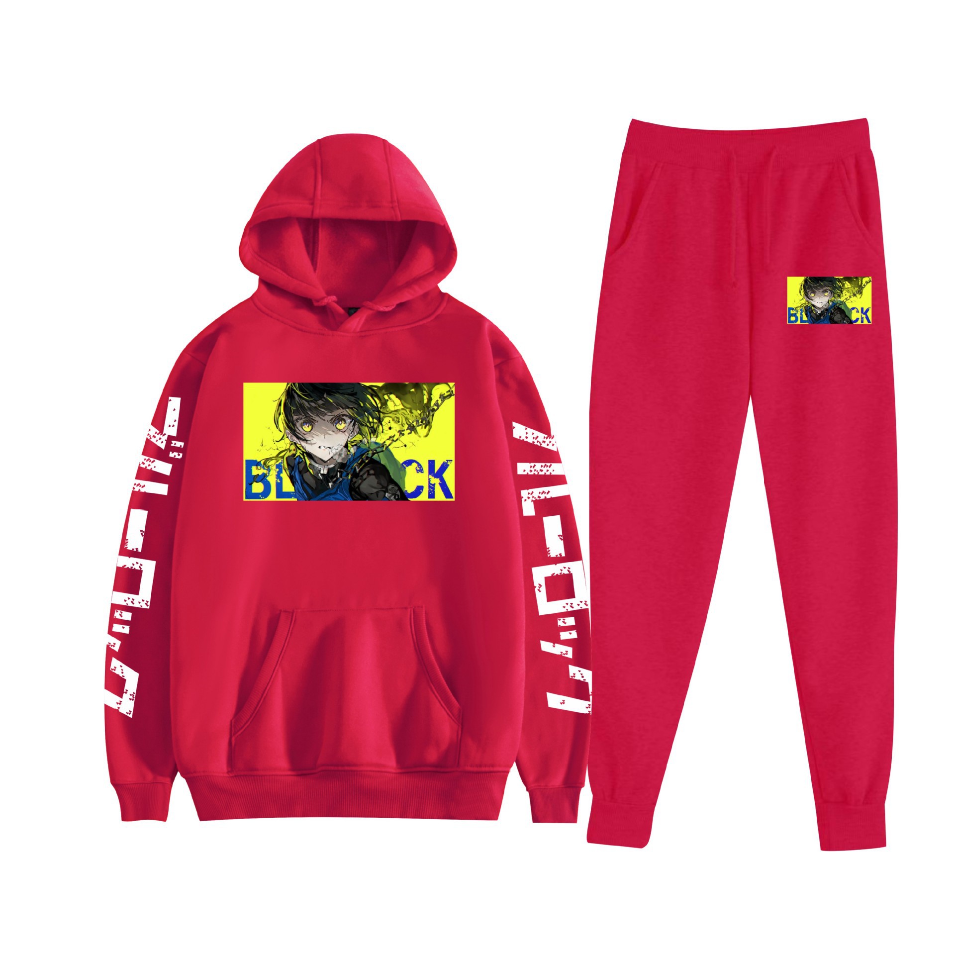 Cross-border BLUE LOCK prisión azul nuevo anime más terciopelo suelto traje de suéter con capucha para hombres y mujeres