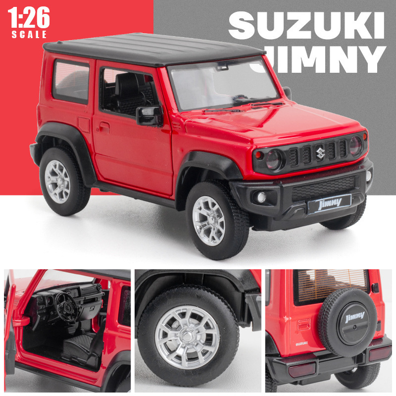 Caipo modelo de coche de aleación 1: 26 Suzuki Jimny vehículo todoterreno 2 Puerta Abierta sonido y luz Tire hacia atrás modelo de coche de juguete adornos