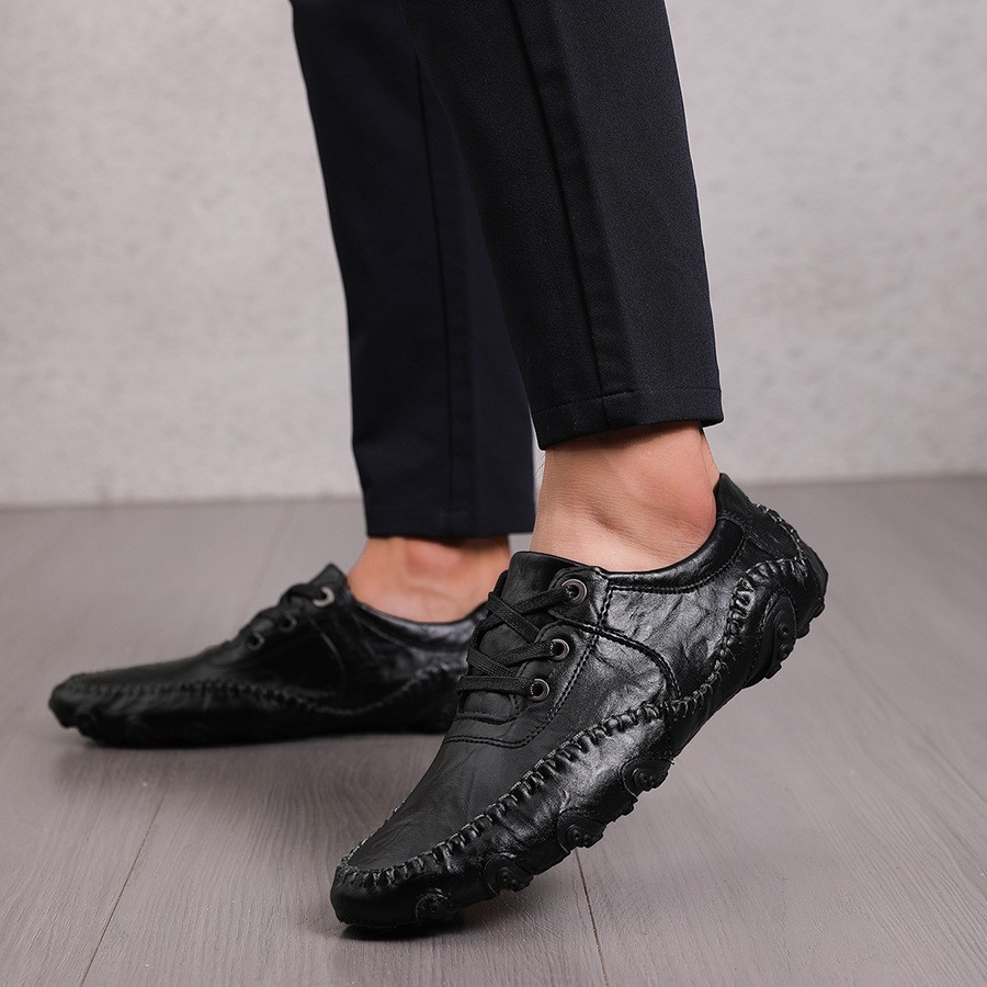 Zapatos de cuero casuales de invierno transfronterizos zapatos perezosos con cremallera lateral para hombres zapatos de negocios para hombres británicos zapatos de guisantes ligeros zapatos para hombres