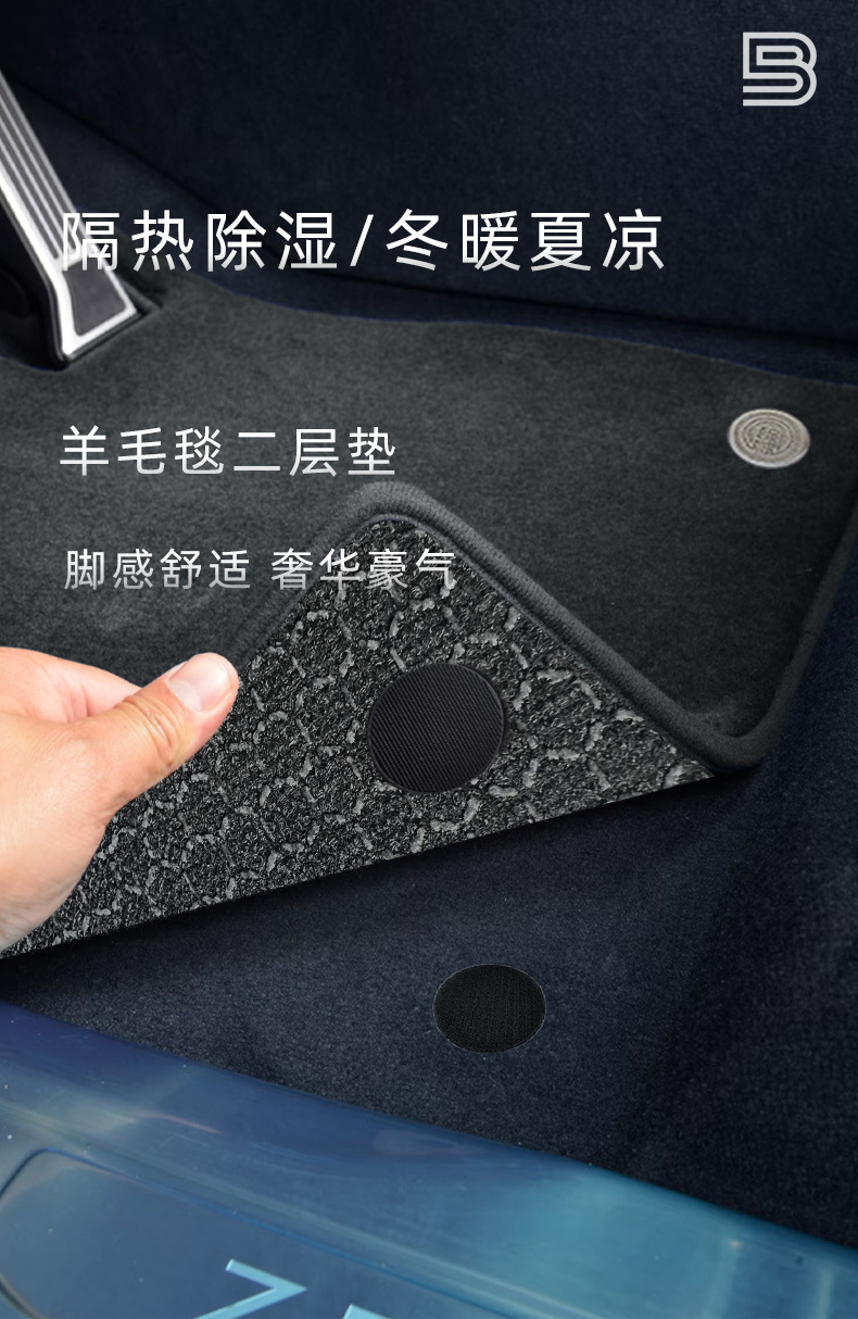 Car Floor Mat Top Layer Australian Wool Carpet Mat, Two-Layer Roll Material with Non-Slip Base, Raw Material Cut for Floor Mats