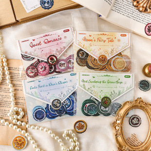 Sticker Pack with Time Stamps for Journaling, Wax Seal Stickers, Student Planner Decoration Materials, and Envelope Sealing Stickers