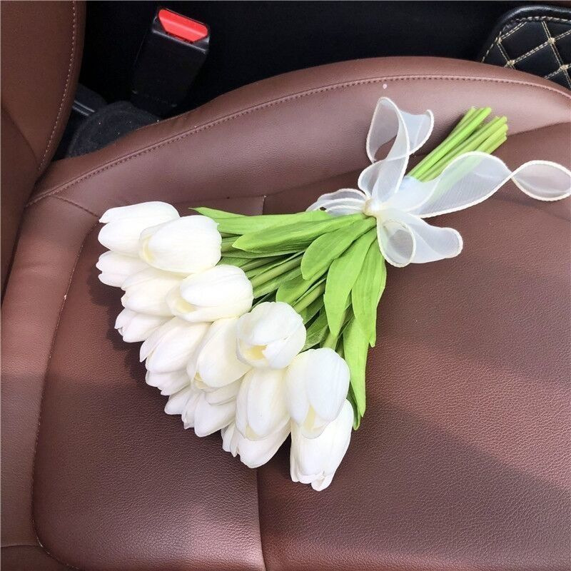 Simulación de tulipanes de imitación de flores PU flor de una sola rama sensación de humedad decoración de la mesa de comedor en el hogar flores falsas flores