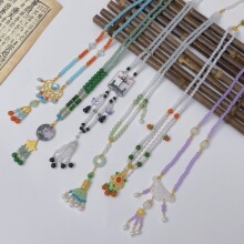 古风背云琉璃项链新中式国风汉服装饰长款吊坠锁骨链马面裙配饰品