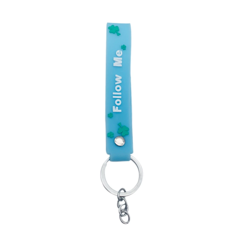 Creative car keys, handheld keychain PVC, silicone doll, four-leaf clover