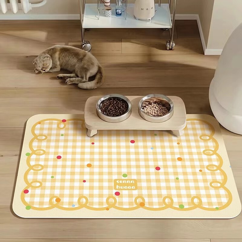 ペット、猫、犬用のクロスボーダー珪藻泥プレースマット、ペットボウル、汚れ防止、飛沫防止、漏れ防止、汚れ防止、お手入れが簡単なフロアマット|undefined