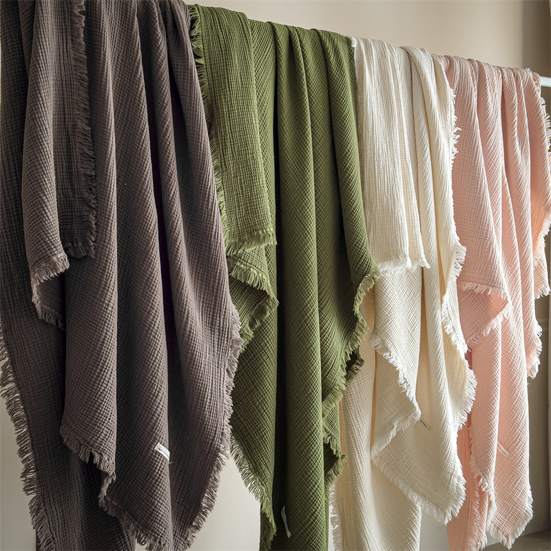 Mantras de algodón de clase madre y bebé, mantas de siesta de verano, mantas de color sólido, mantas pequeñas, toallas de gaza de algodón