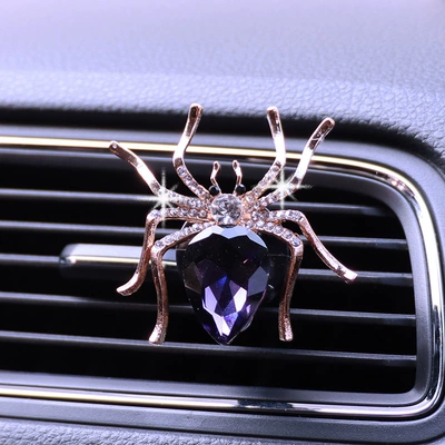 Car Spider perfume car: Car Perfume Aromatherapy - dark-purple-spider-plastic-trough-air-outlet