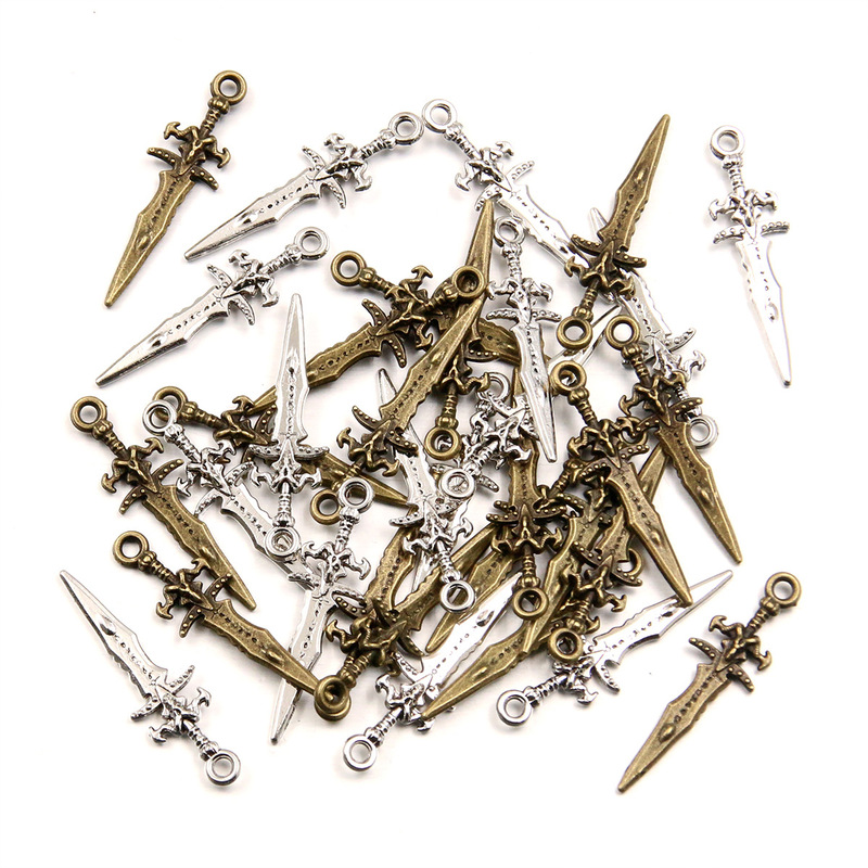 2 colors 29 * 9mm simulation weapon mini sword charm pendant mobile phone pendant alloy jewelry accessories