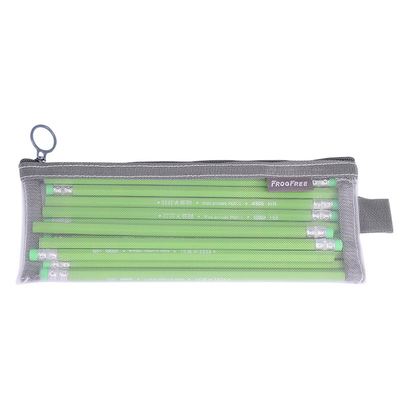 Bolsa de lápices transparente de hilo de red para exámenes, promoción de texto personalizada de alto valor, bolsa de almacenamiento portátil, bolsa de papelería al por mayor