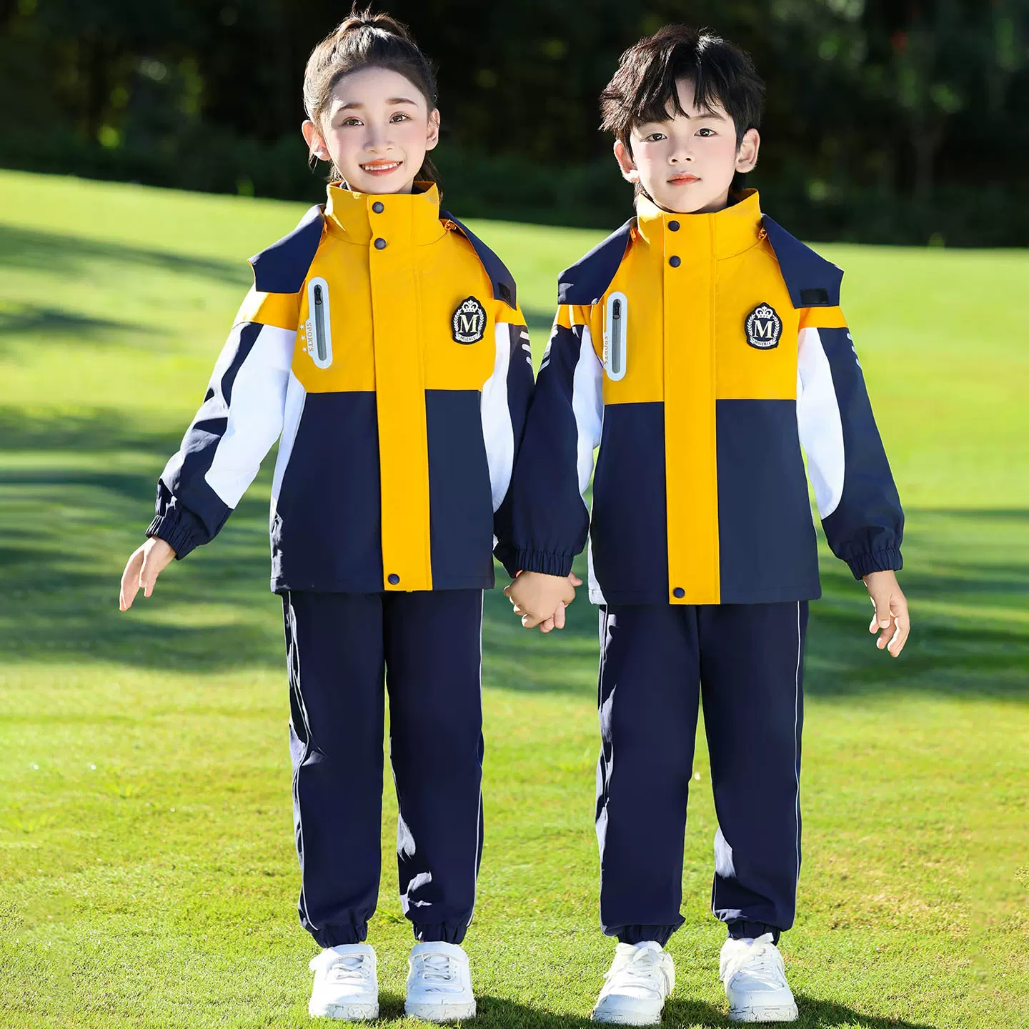新款冬季运动会幼儿园园服班服中小学生校服套装儿童三合一冲锋衣