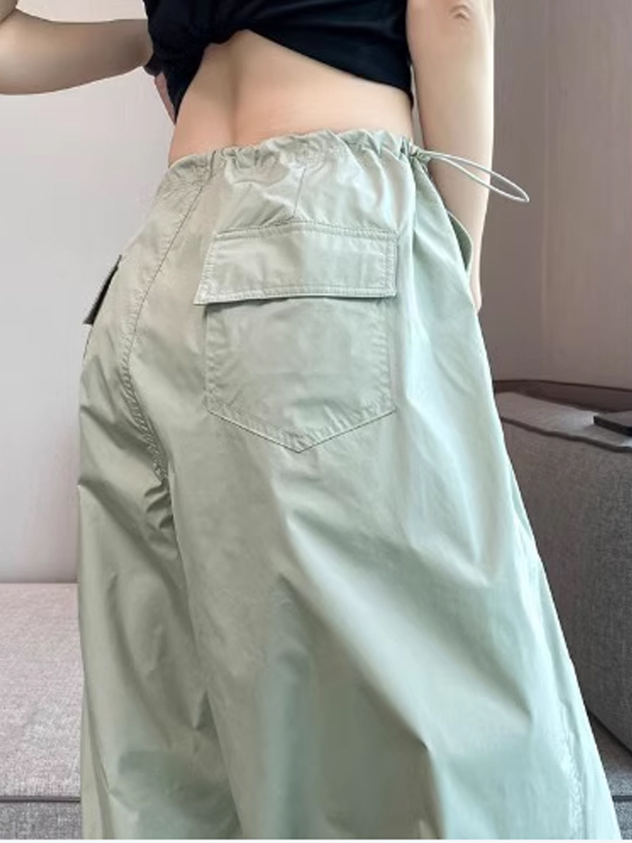 Quần ống rộng nữ chất lụa lạnh chống nắng, dáng suông mỏng nhẹ mùa hè — Mẫu thông thường màu xám nhạt, Màu trắng be mẫu dài, Màu hồng mẫu thông thường, Màu đen dáng nhỏ