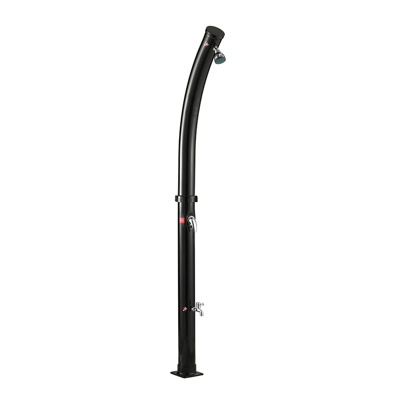 20L cilindro curvo nuevo color plateado PVC columna de ducha solar ducha de jardín al aire libre interruptor de agua caliente y fría