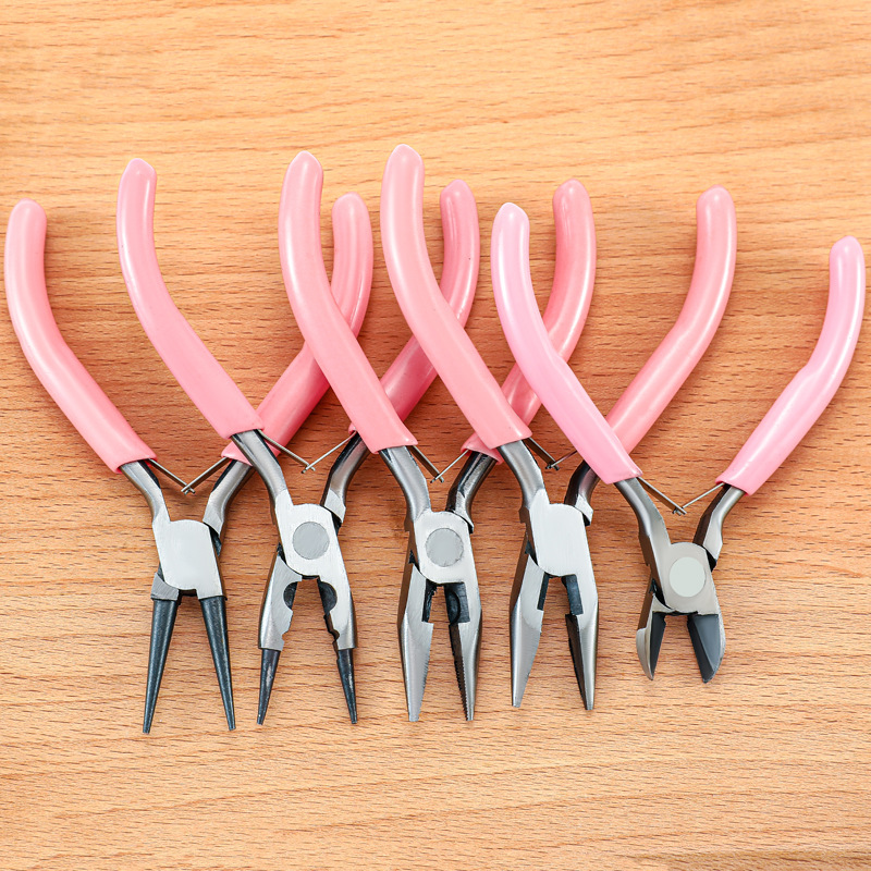 手工diy粉色手柄钳子迷你尖嘴钳饰品钳斜口钳小钳子珠宝钳子X6