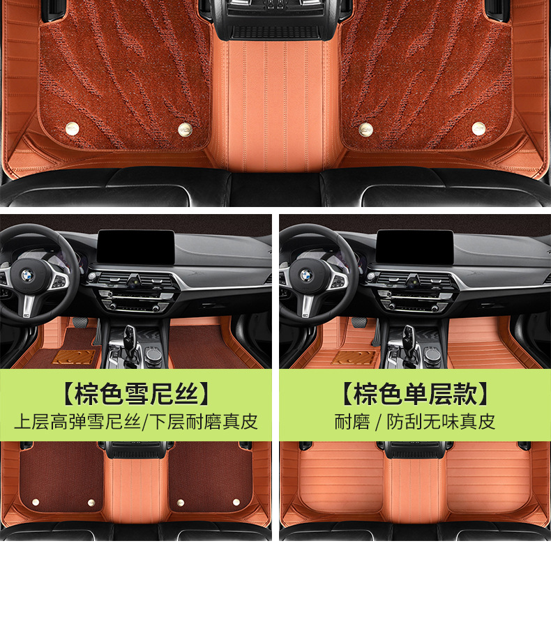 Manufacturer's Genuine Leather High-End Car Model Starry Sky Carpet Floor Mats, Special Car-Specific Full Surround Car Floor Mats, Complete Set with No Odor