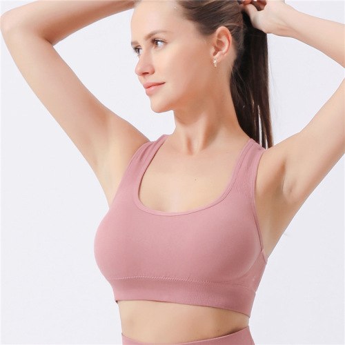 Cross-border yoga exercise seamless push-up bra-free high elasticity shockproof strap with breast pads beauty back fitness top